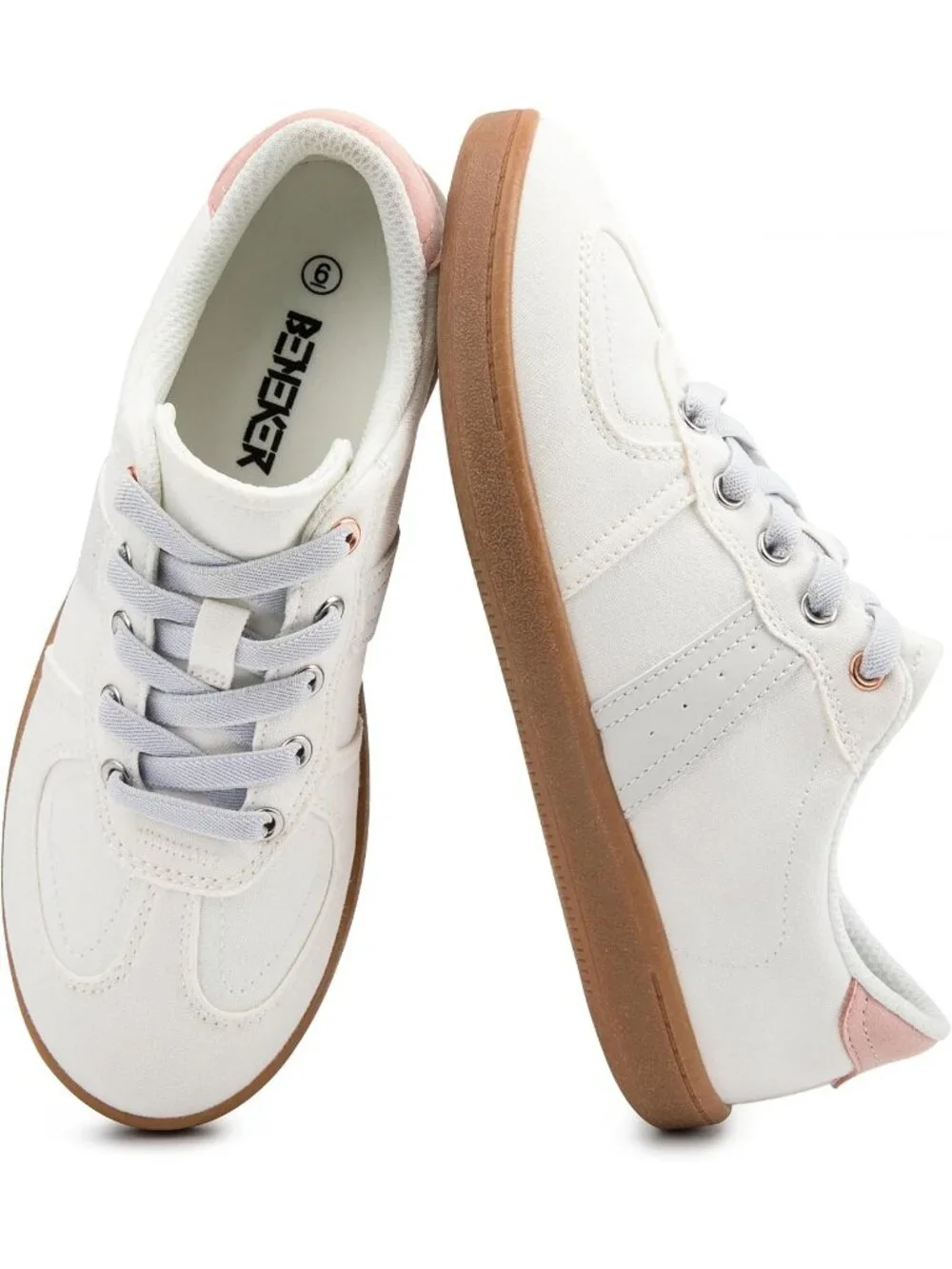 Women's White Canvas Shoes Flat Pull On Round Toe Athletic Tennis Sneakers